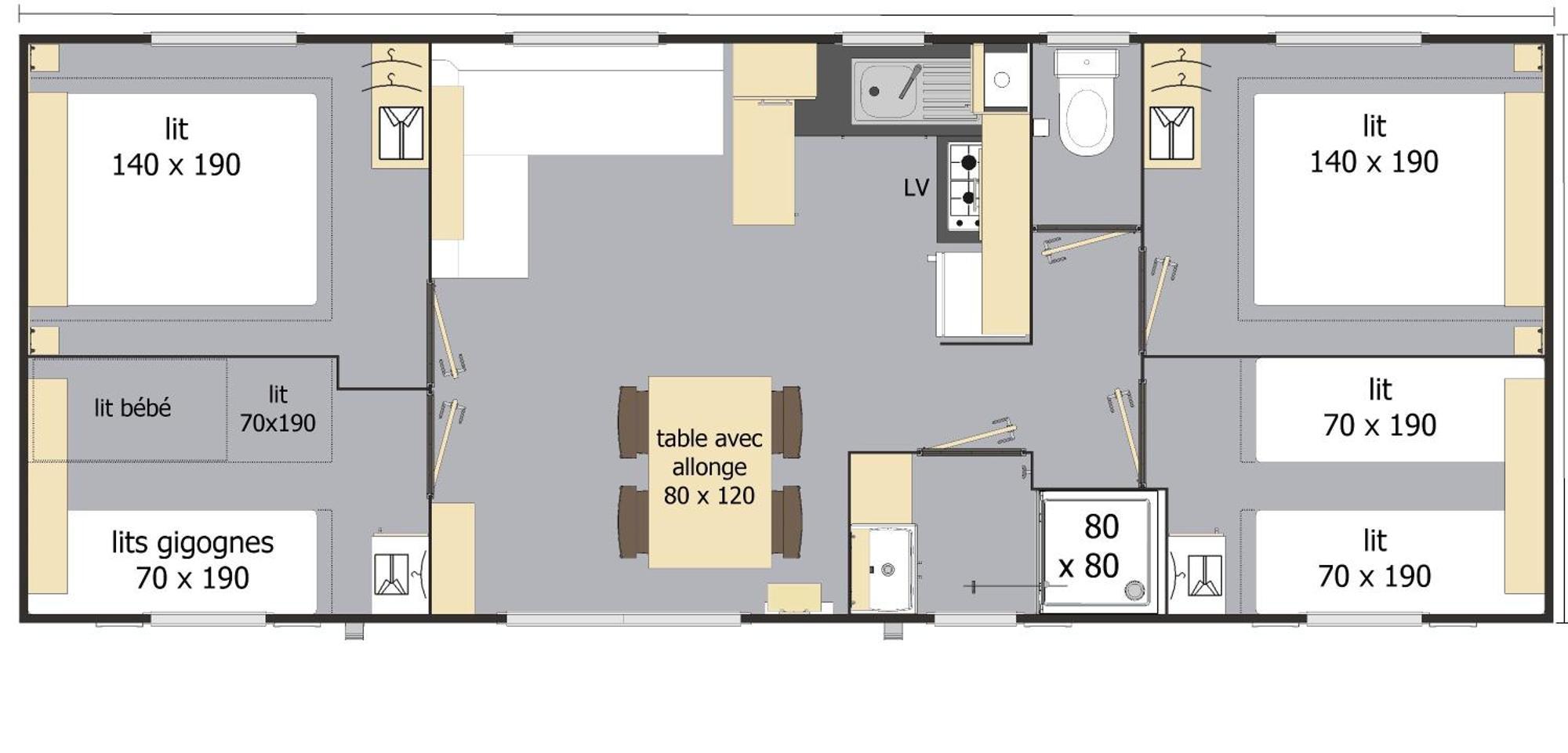 Mobil Home Xxl 4 Chambres - Camping Le Giessen Bassemberg Pokoj fotografie
